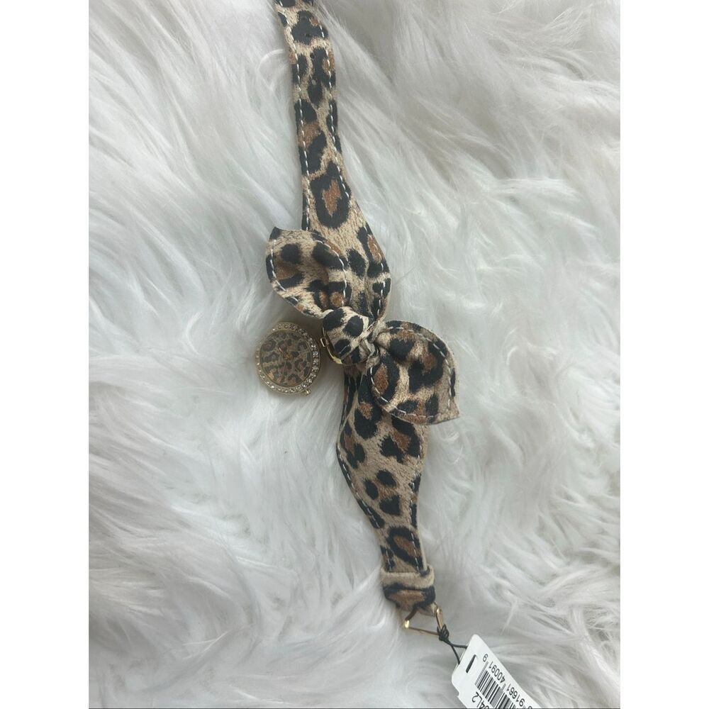 Guess cheetah print bow rhinestone watch working battery